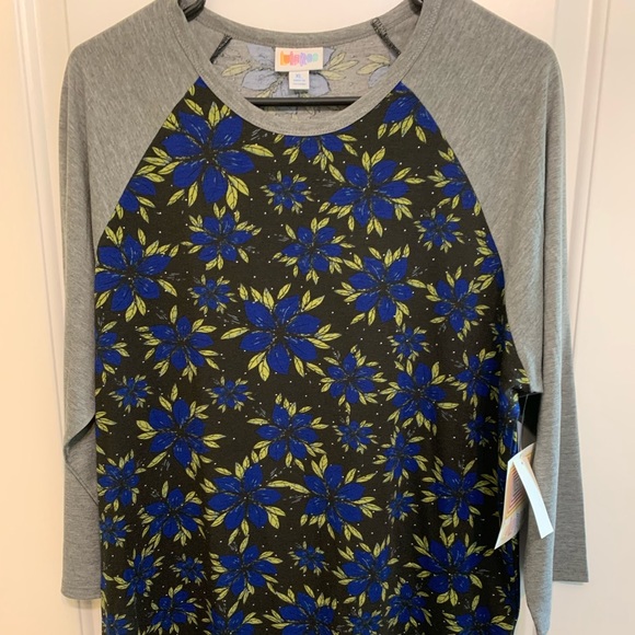 Lularoe Gray and Blue Floral Randy Size XL - Picture 1 of 2